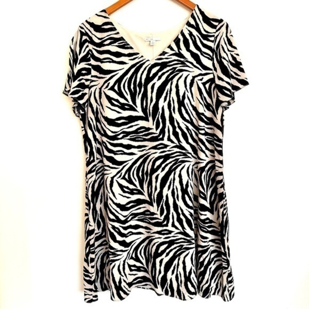 Est. 1946 Zebra Print Black Cream Midi Dress Size Large